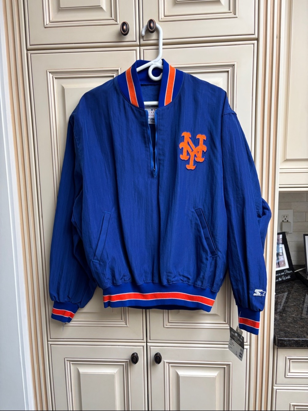 VINTAGE STARTER New York Mets Pullover Jacket - Blue & Orange SIZE large